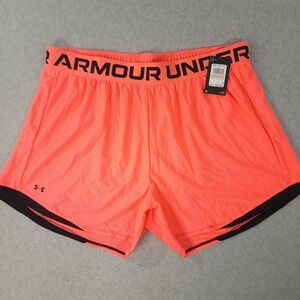 Under Armour Play Up 5" Shorts‎ Womens Size 2X (38x5) Orange Pink  1374406-819